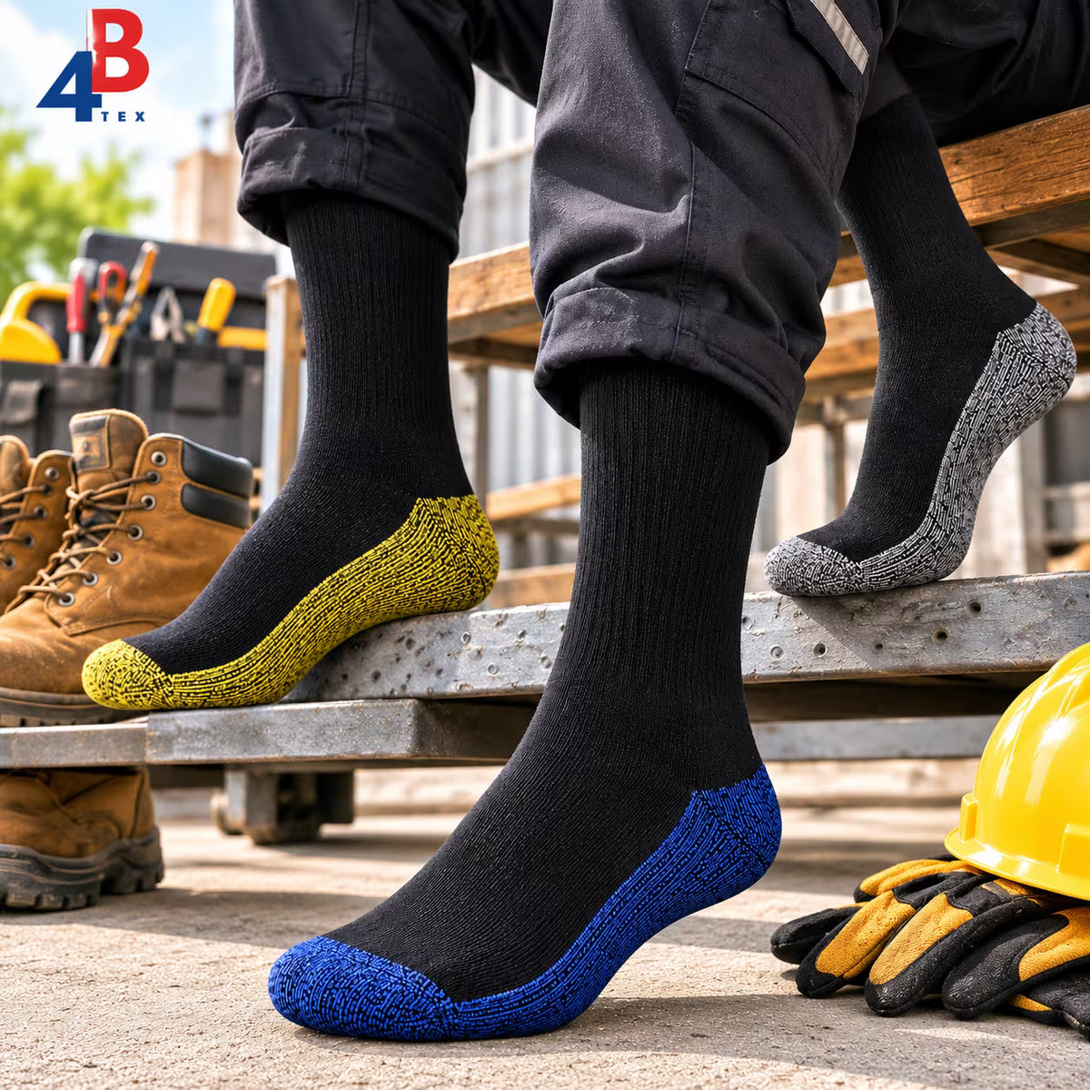 4B Pack of 12 Work Socks – Random Colours, UK 6–11