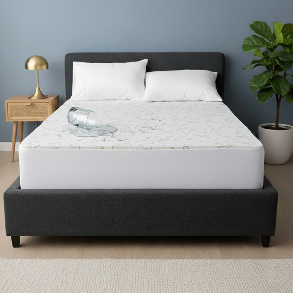 Waterproof Bamboo Mattress ProtectorCooling, Breathable Comfort with Secure Deep Fit