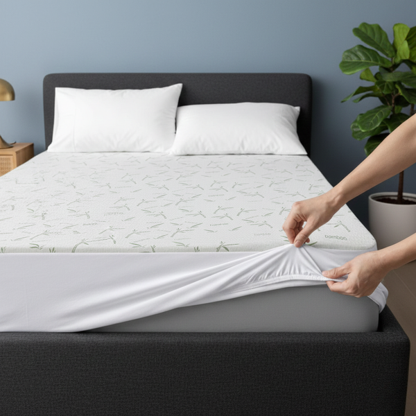 Waterproof Bamboo Mattress ProtectorCooling, Breathable Comfort with Secure Deep Fit