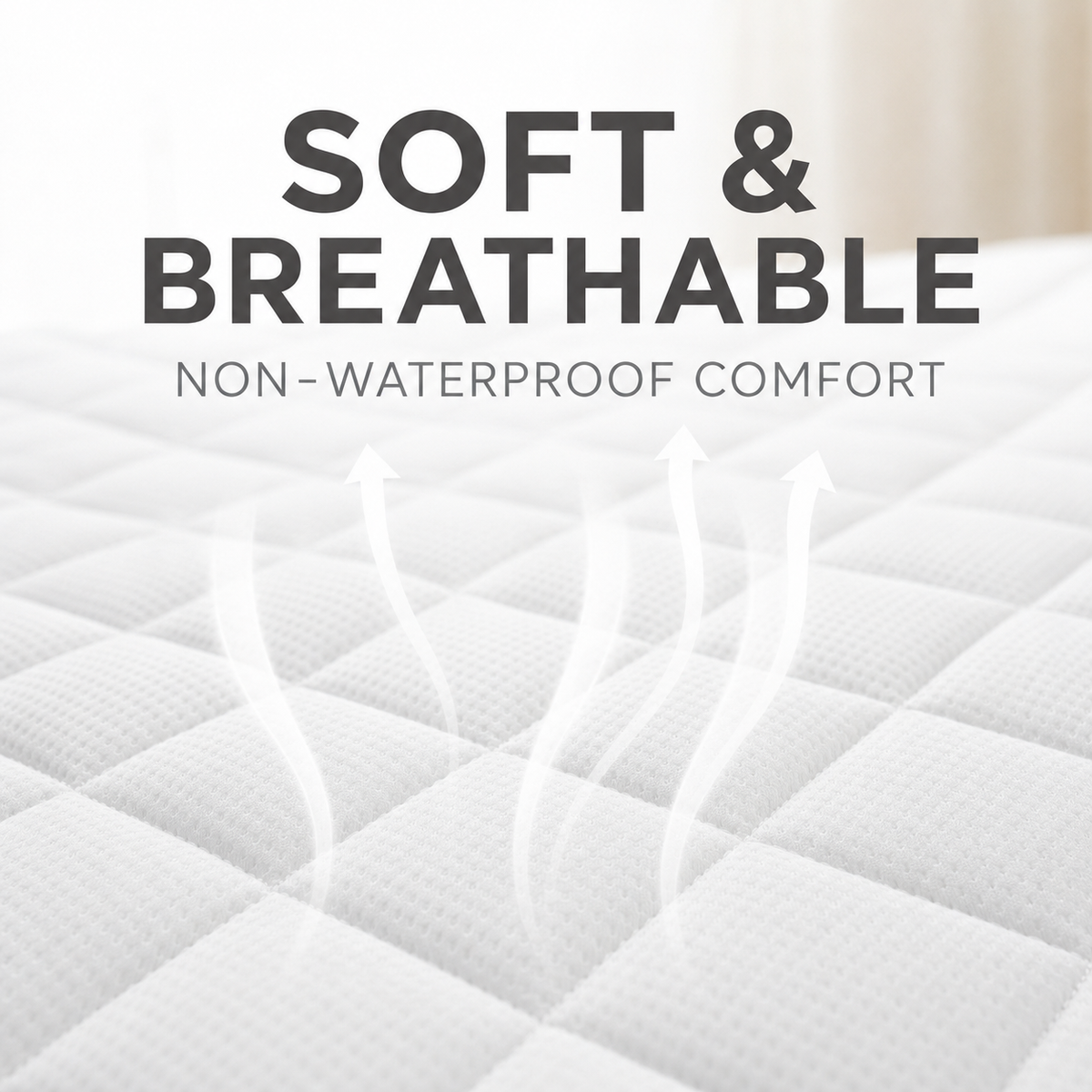 Soft quilted surface of waterproof mattress protector