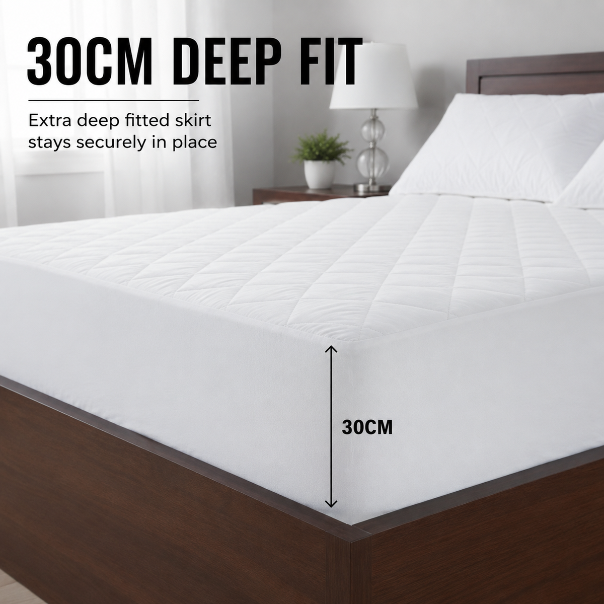 30cm deep fit waterproof quilted mattress protector