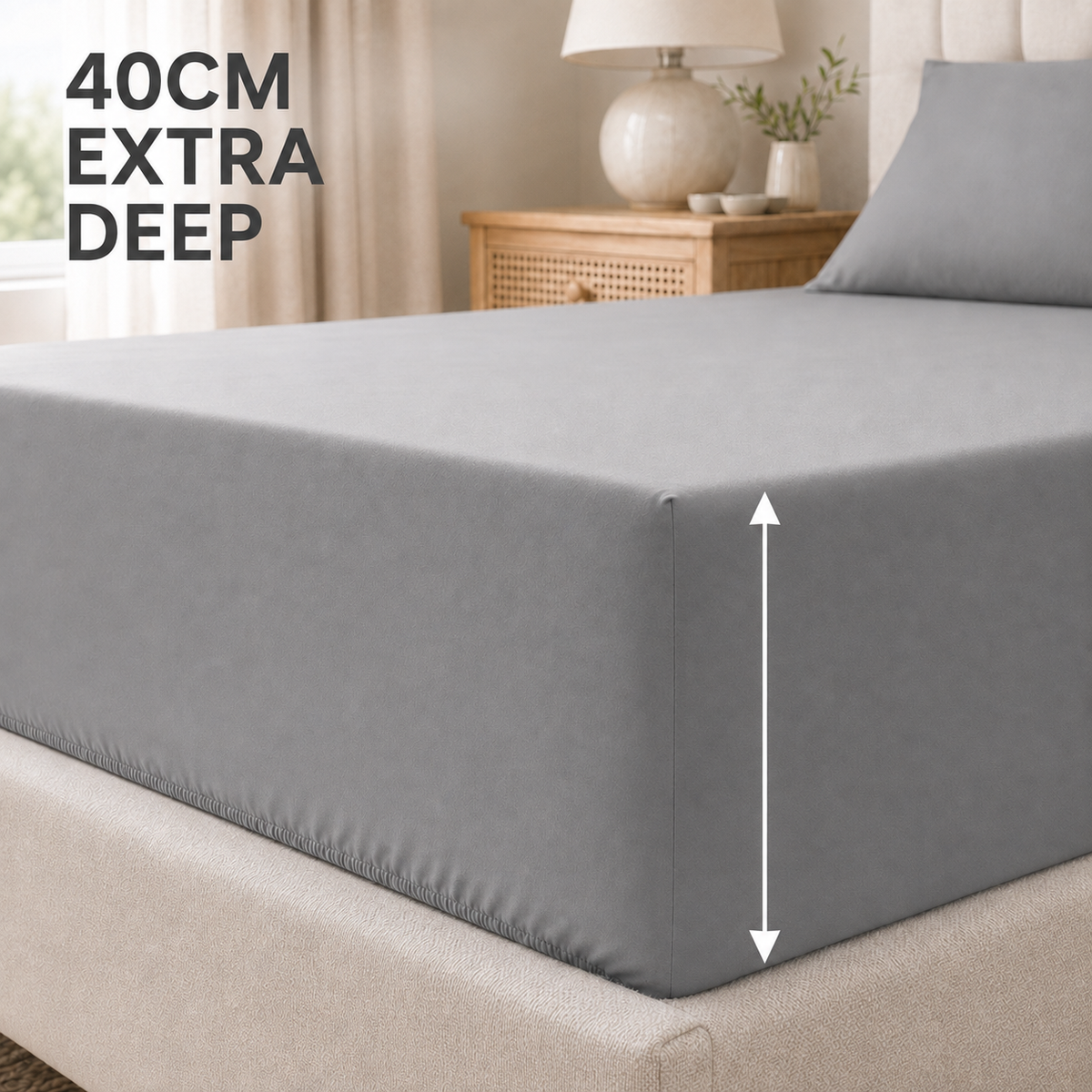 40cm extra deep fitted sheet pocket feature