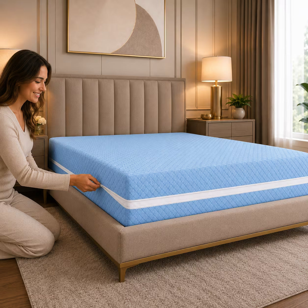 4B Jacquard 30cm Deep Non-Waterproof Mattress Protector
