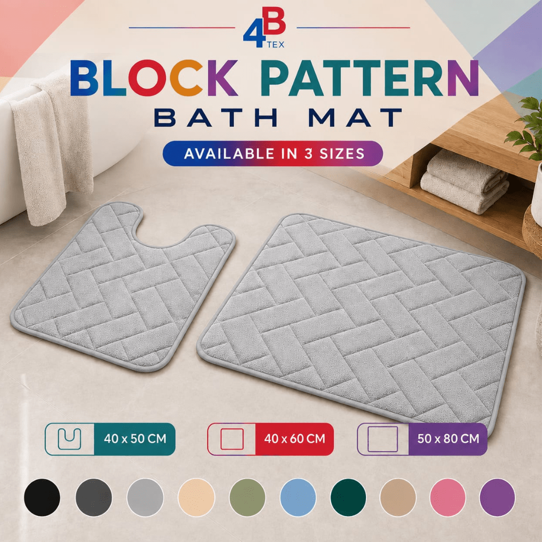 Block Pattern Bath Mat – Silver – 40 × 50
