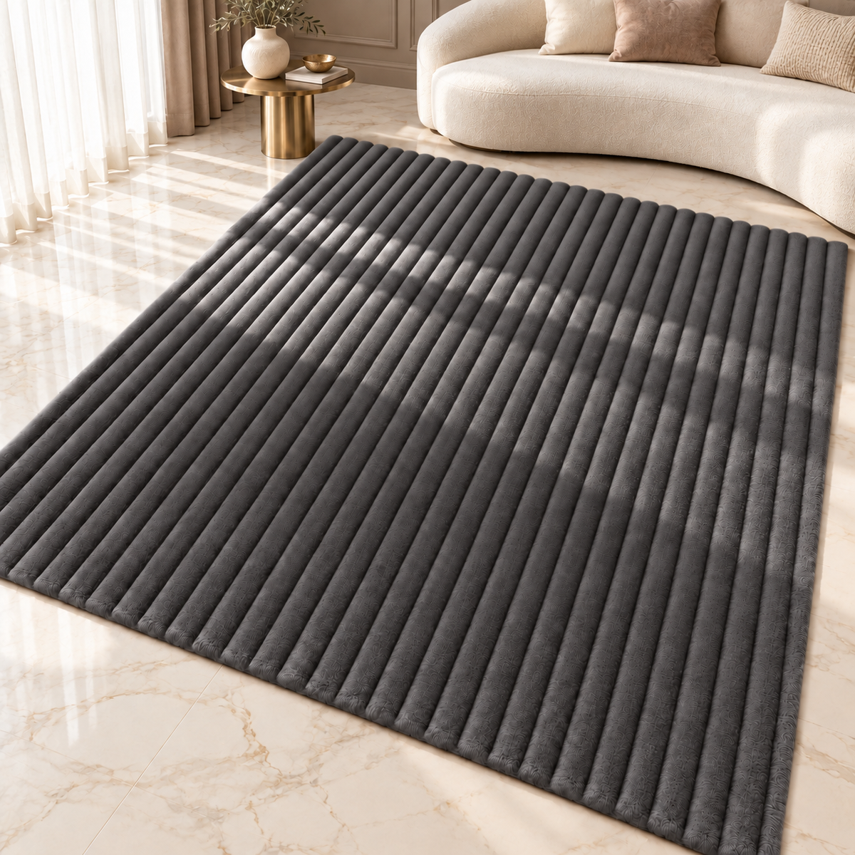 4BTEX Ribbed Stripe Rug – 6 Colours, 3 Sizes