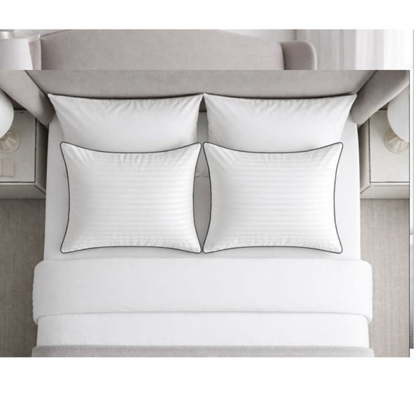 Pack of 2 White Stripe Pillow Pair with Black Piping – Perfect for Home Decor & Sleep