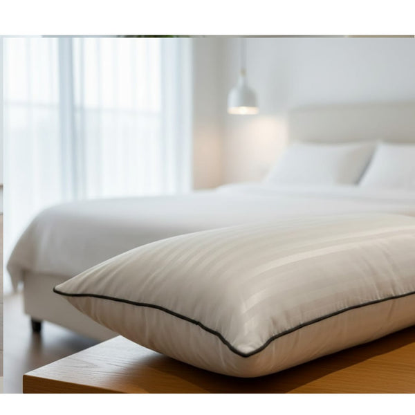 Pack of 2 White Stripe Pillow Pair with Black Piping – Perfect for Home Decor & Sleep