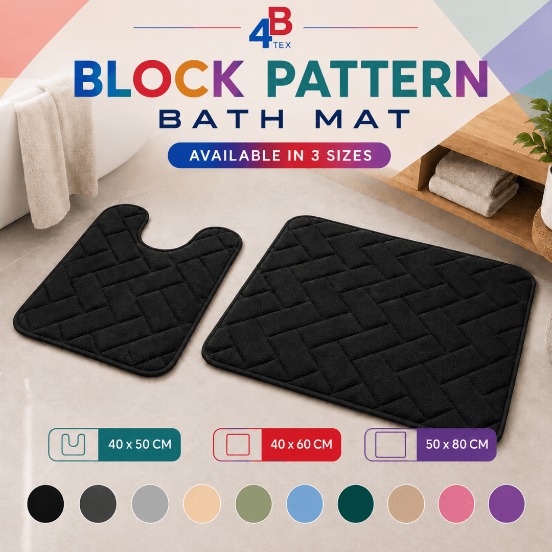Block Pattern Bath Mat – Black – 40 × 60