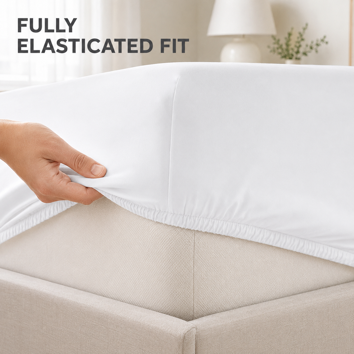 Fully elasticated 40cm extra deep microfiber fitted sheet feature