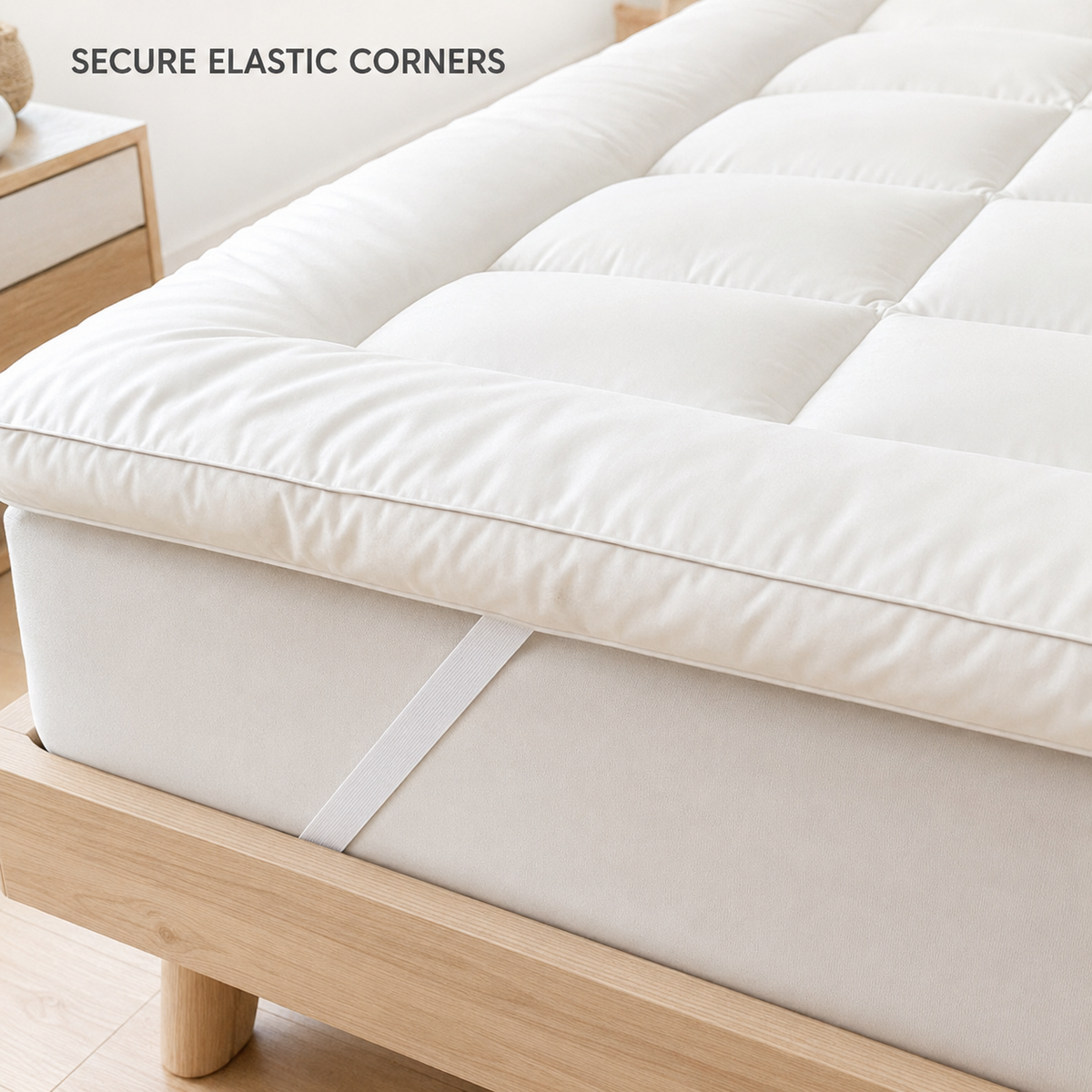 Mattress topper secure elastic corner straps