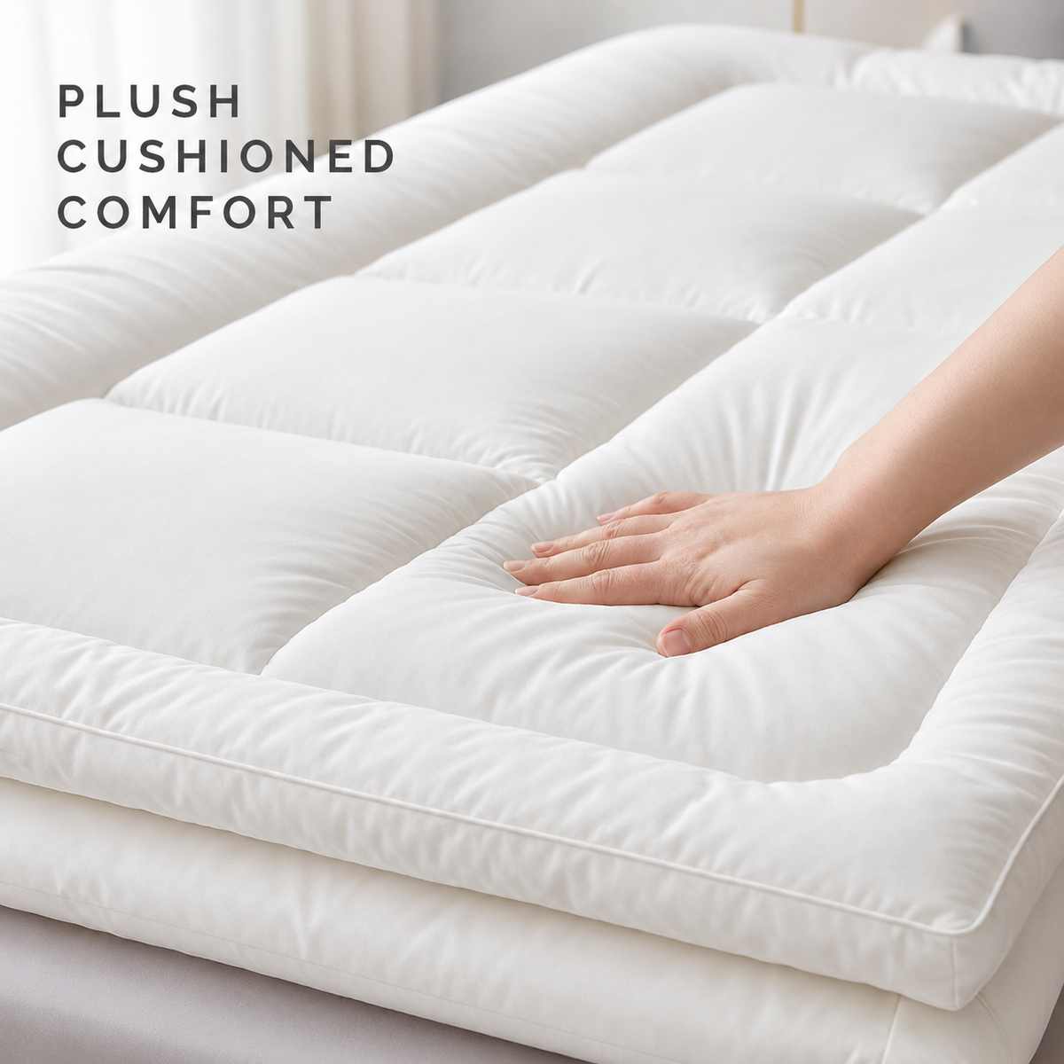 Plush cushioned comfort of the mattress topper
