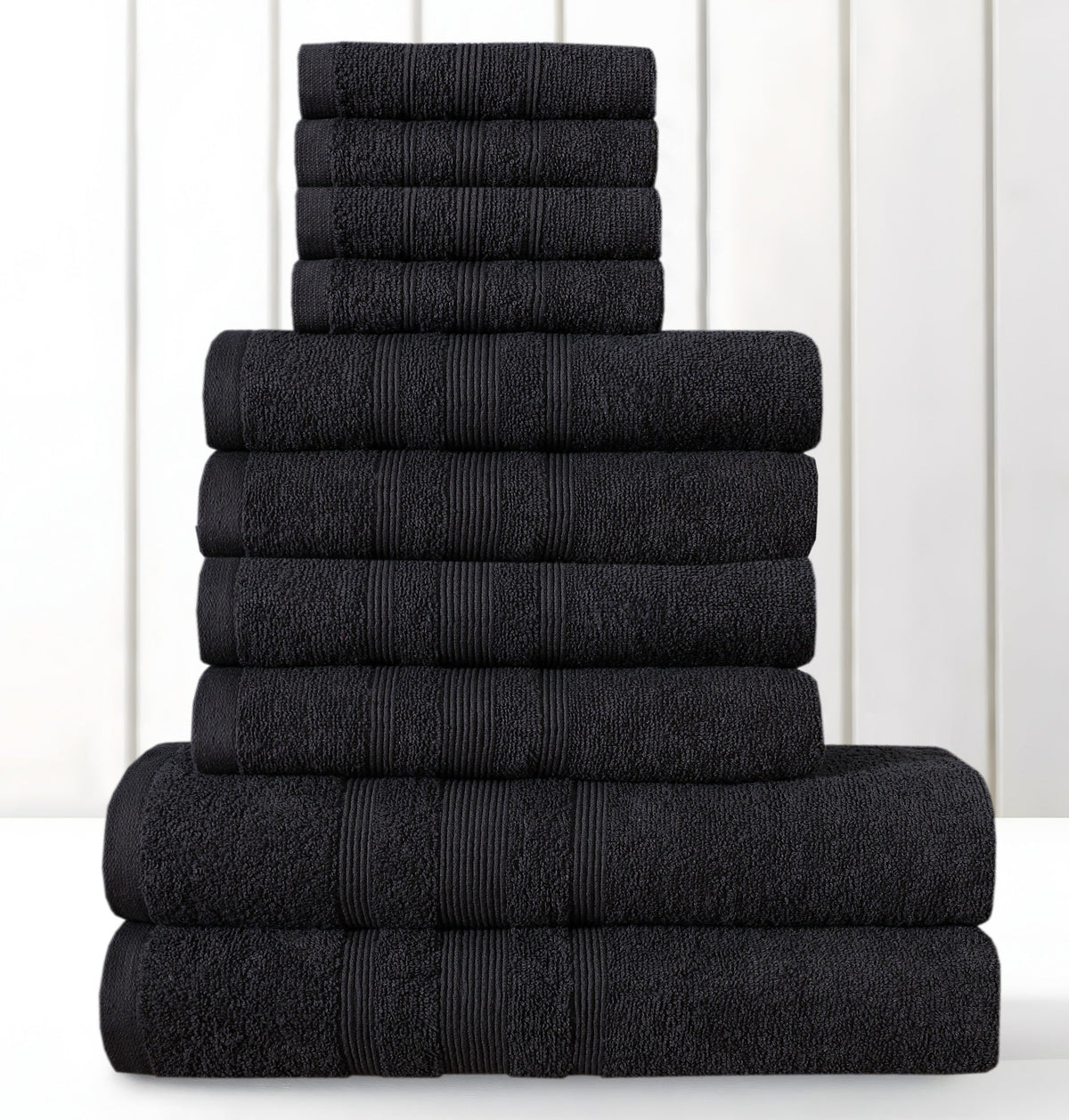 Black cotton towel set pack of 10 lifestyle image