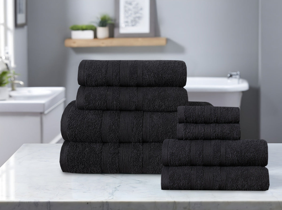 Black cotton towels pack of 10 bathroom image