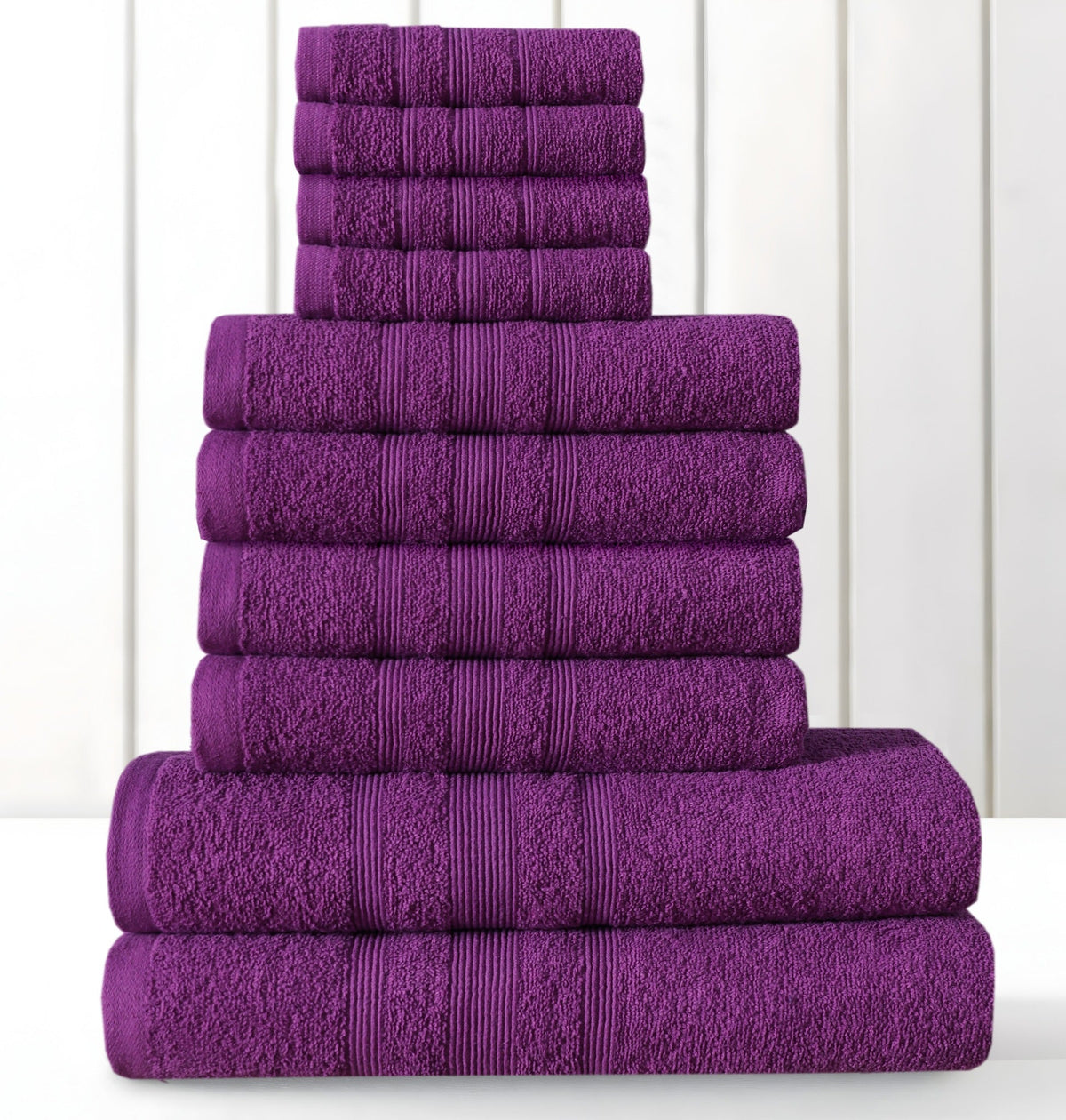 Premium 100% Cotton Towel Set Pack of 10 - Purple