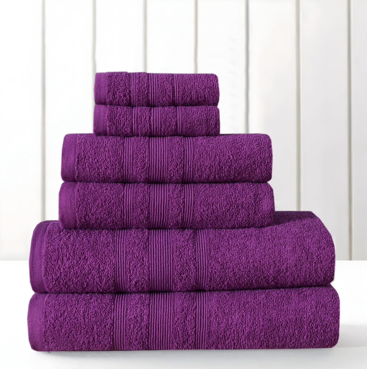 Purple cotton towel set pack of 10 lifestyle image