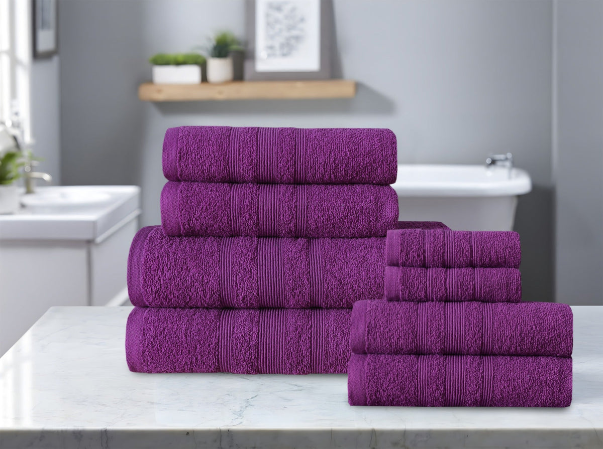 Purple cotton towels pack of 10 bathroom image