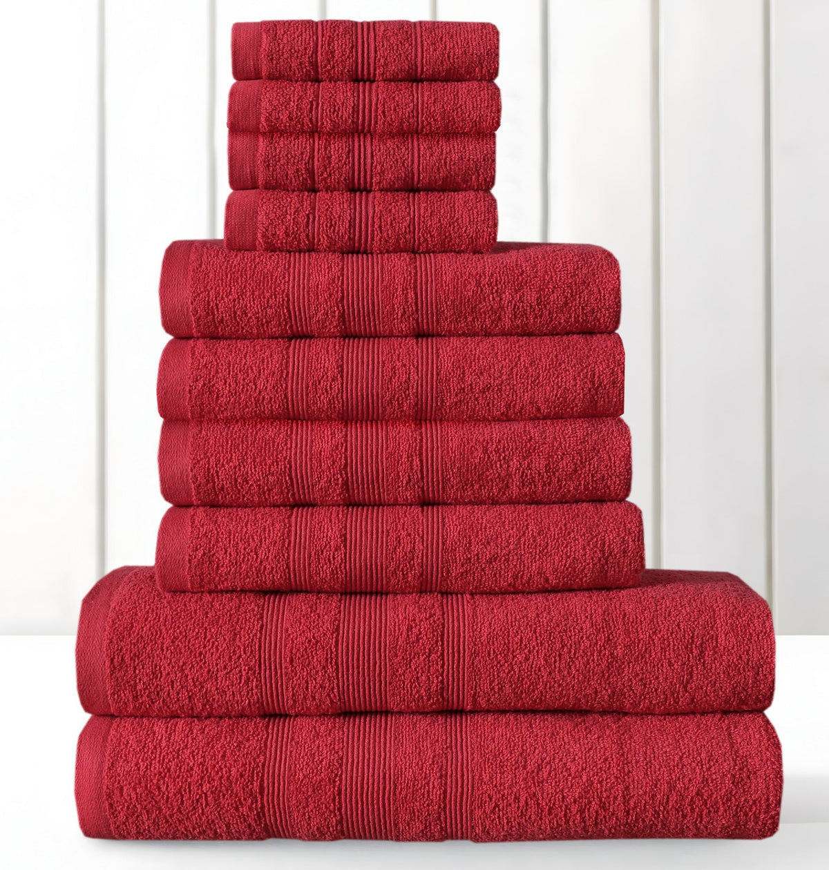 Premium 100% Cotton Towel Set Pack of 10 - Red