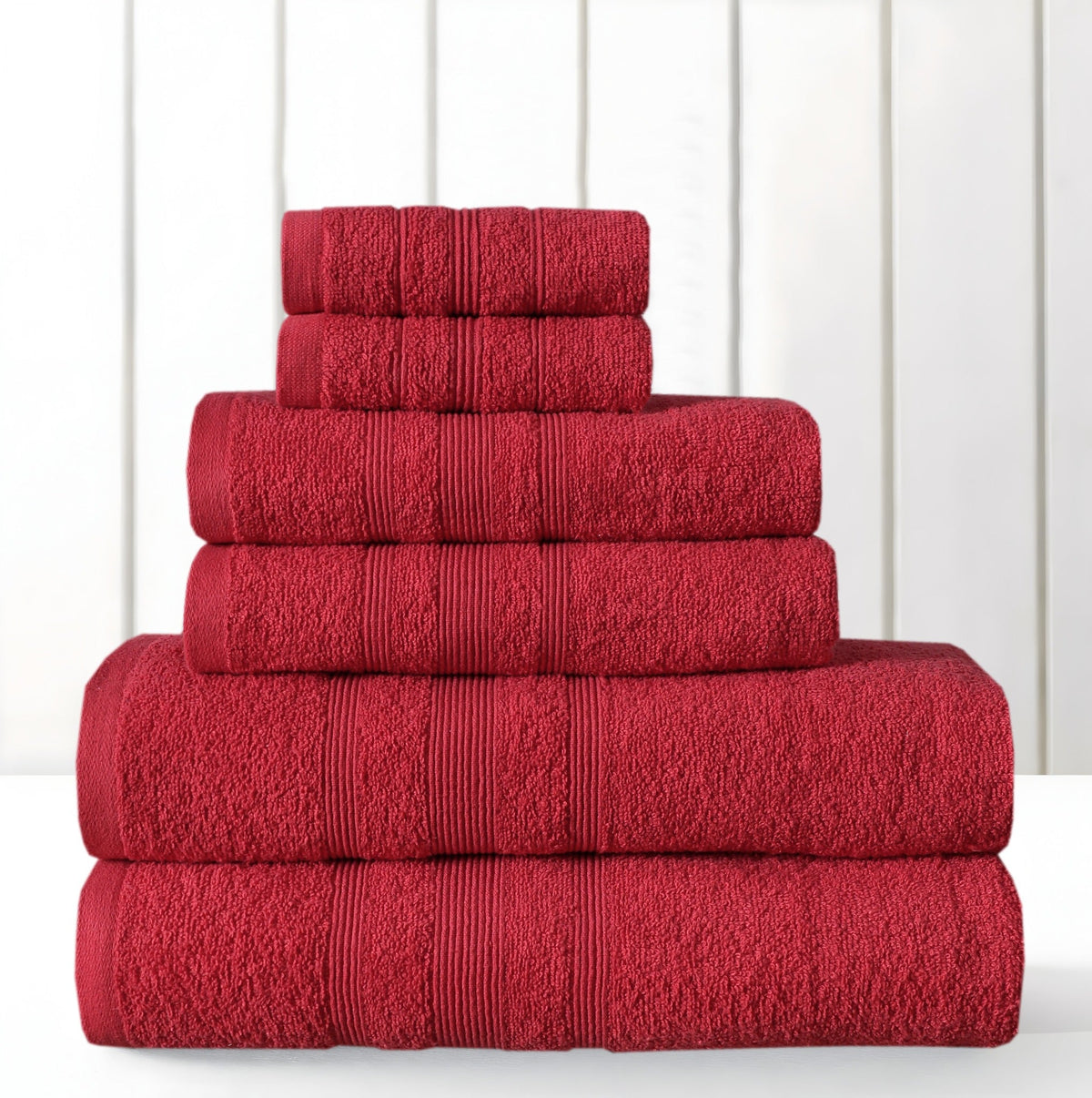 Red cotton towel set pack of 10 lifestyle image