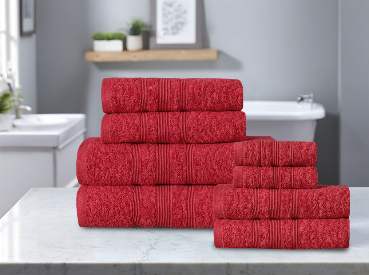 Red cotton towels pack of 10 bathroom image