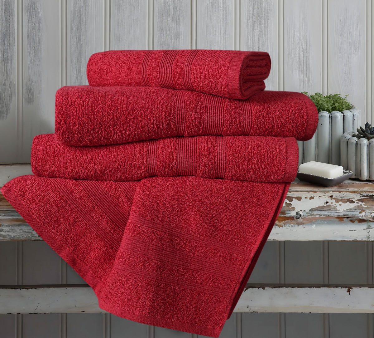 Red premium cotton towels detail