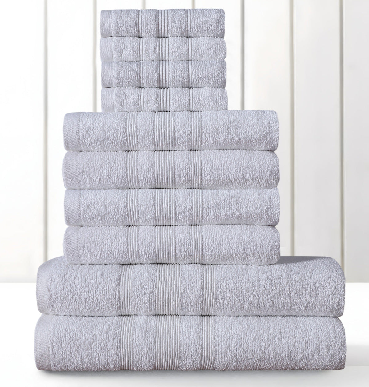 White premium 100% cotton towel set, pack of 10