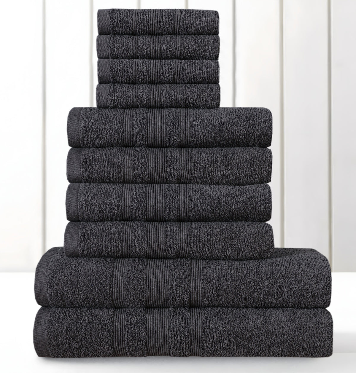 Premium 100% cotton towel set pack of 10 in charcoal