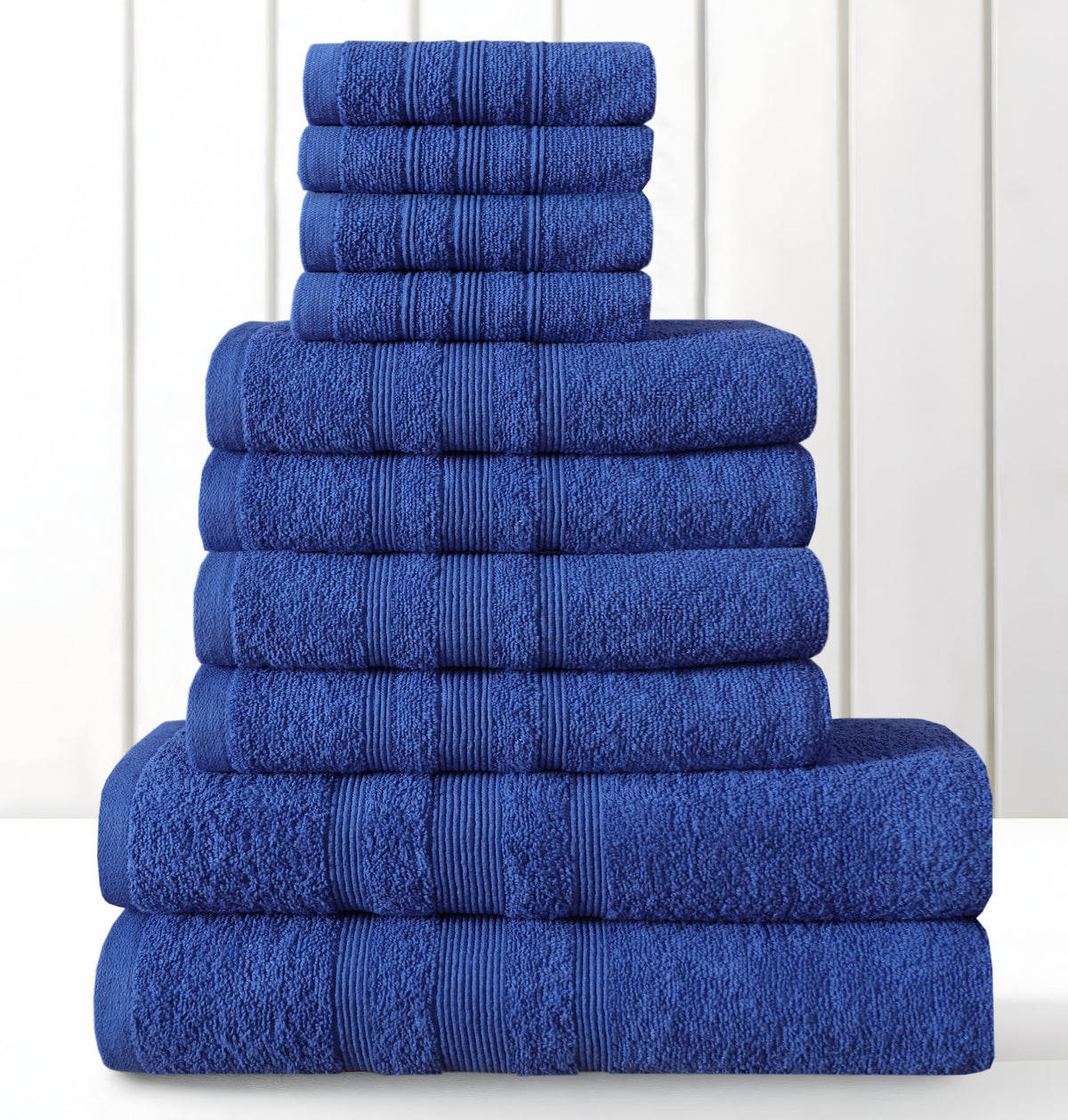 Premium 100% cotton towel set pack of 10 in royal blue