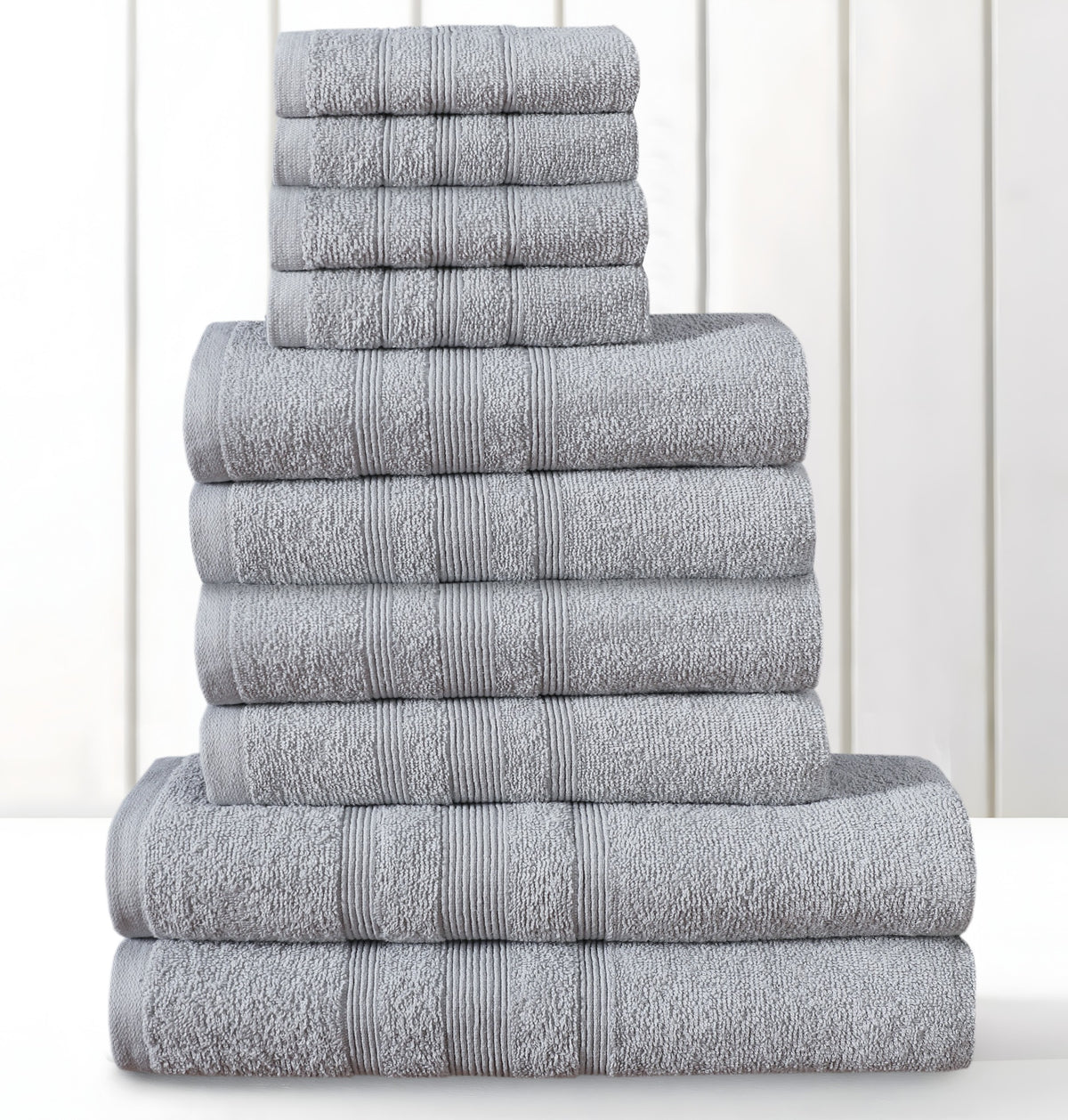 Premium 100% cotton towel set pack of 10 in silver grey