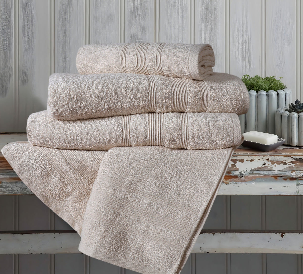 Cream premium cotton towels lifestyle image