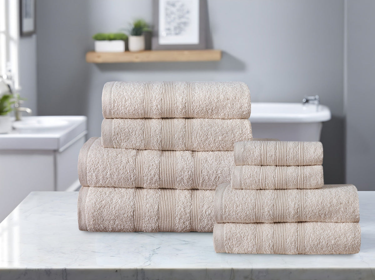 Cream cotton towel set arranged by size