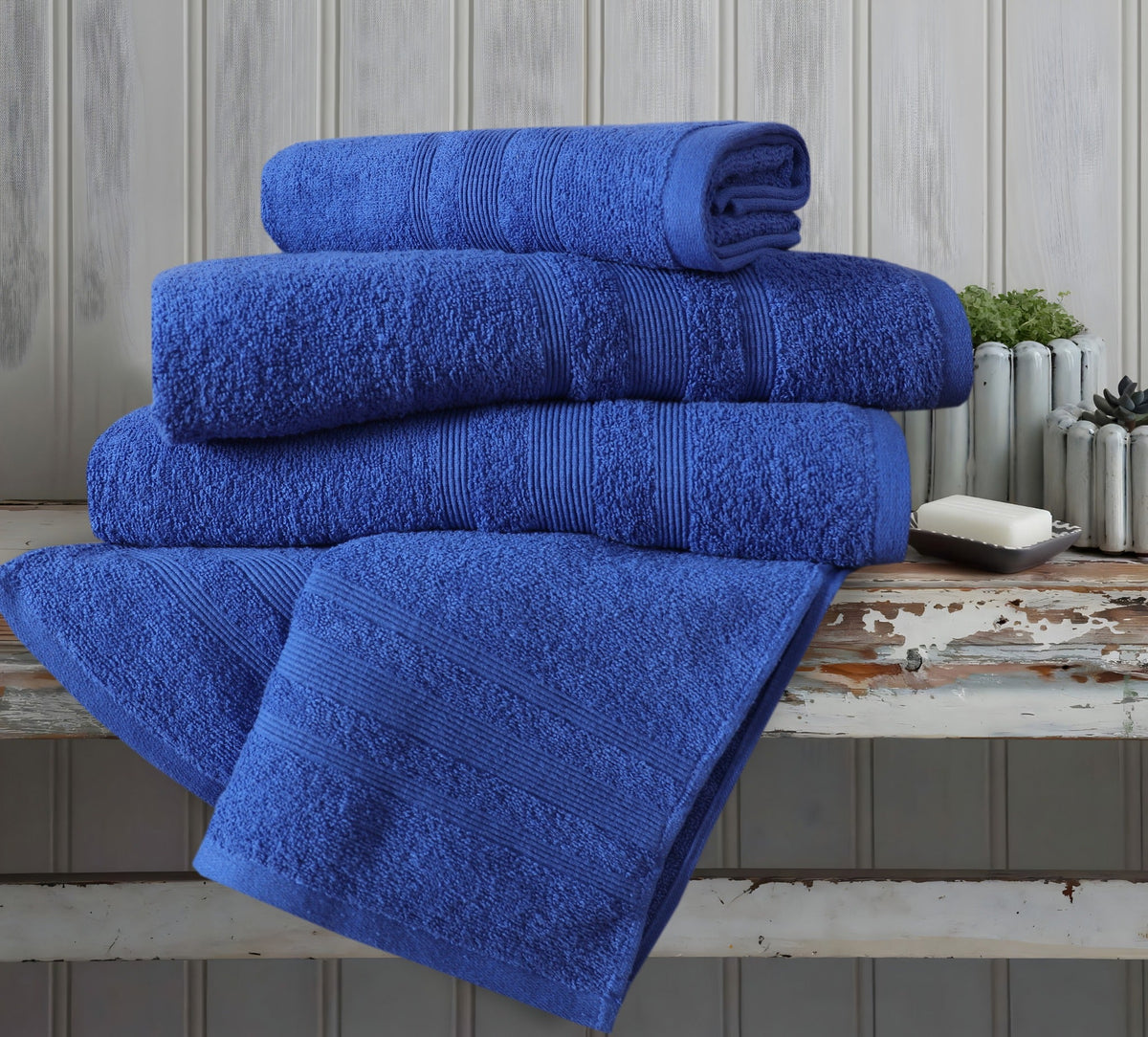 Royal blue premium cotton towels lifestyle image