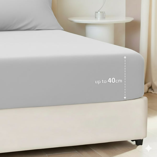 40cm Extra Deep Microfiber Fitted Sheet | Ultra Soft, Wrinkle Free & Secure Fit