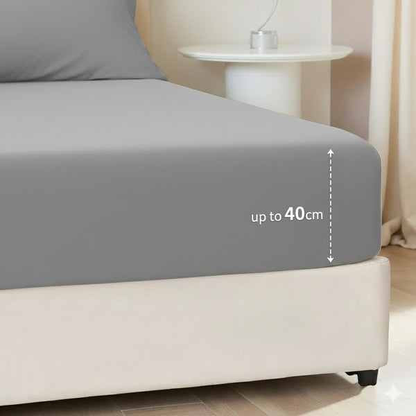 40cm Extra Deep Microfiber Fitted Sheet | Ultra Soft, Wrinkle Free & Secure Fit