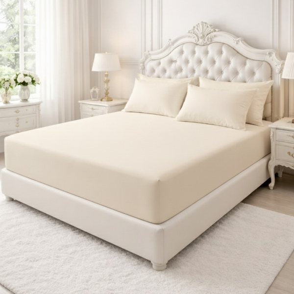 25cm Deep Polycotton Fitted Sheet | Soft, Breathable & Easy Care Mattress Cover | Secure Fit