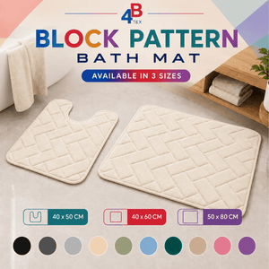 Block Pattern Bath Mat – Cream – 40 × 60
