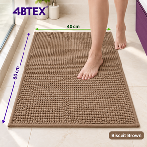4BTEX Biscuit Brown loop chenille bath mat, 40 x 60 cm, one mat
