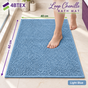 4BTEX Light Blue loop chenille bath mat, 40 x 60 cm, one mat