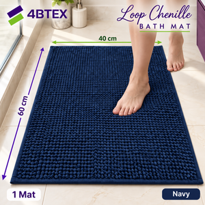 4BTEX Navy loop chenille bath mat, 40 x 60 cm, one mat