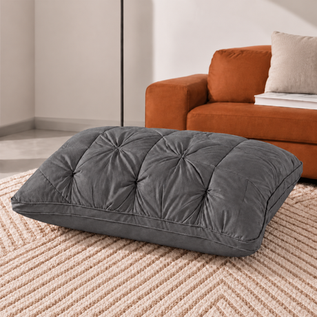 Gray tufted bed pillow, 50 × 75 cm, single pillow