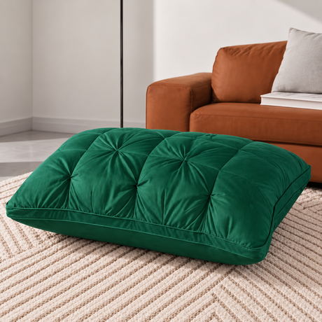 Green tufted bed pillow, 50 × 75 cm, single pillow