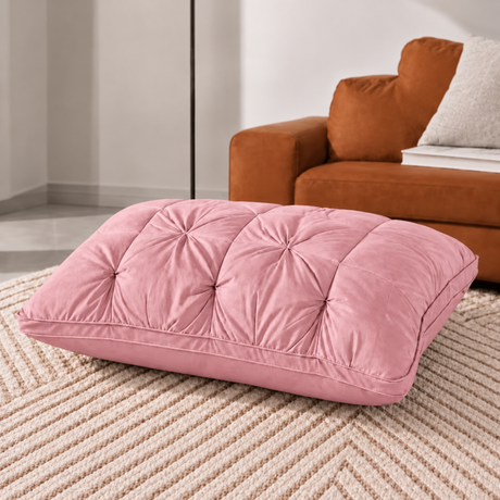 Pink tufted bed pillow, 50 × 75 cm, single pillow