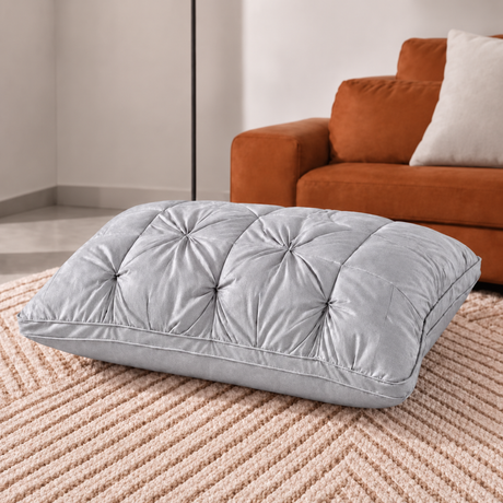 Silver tufted bed pillow, 50 × 75 cm, single pillow