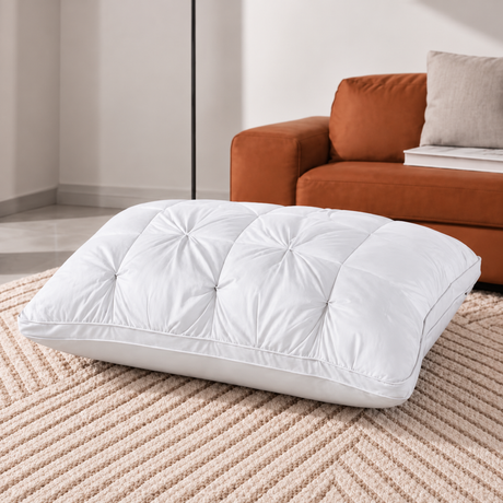 White tufted bed pillow, 50 × 75 cm, single pillow