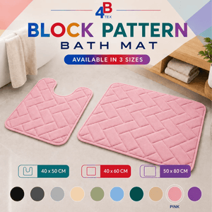 Block Pattern Bath Mat – Pink – 40 × 50