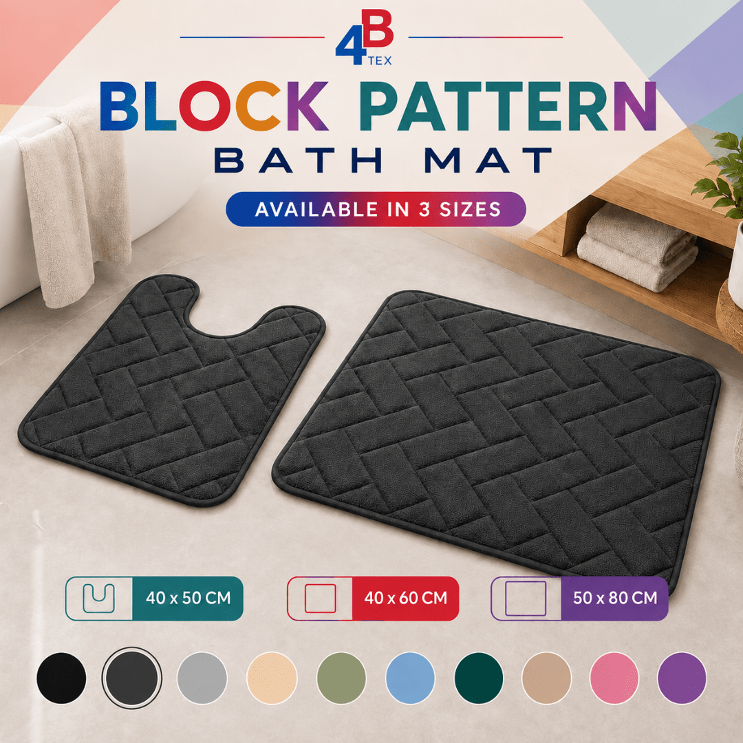 Block Pattern Bath Mat – Charcoal – 40 × 50