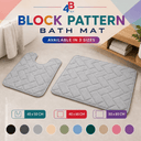 Block Pattern Bath Mat – Silver – 40 × 50