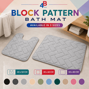 Block Pattern Bath Mat – Silver – 40 × 50