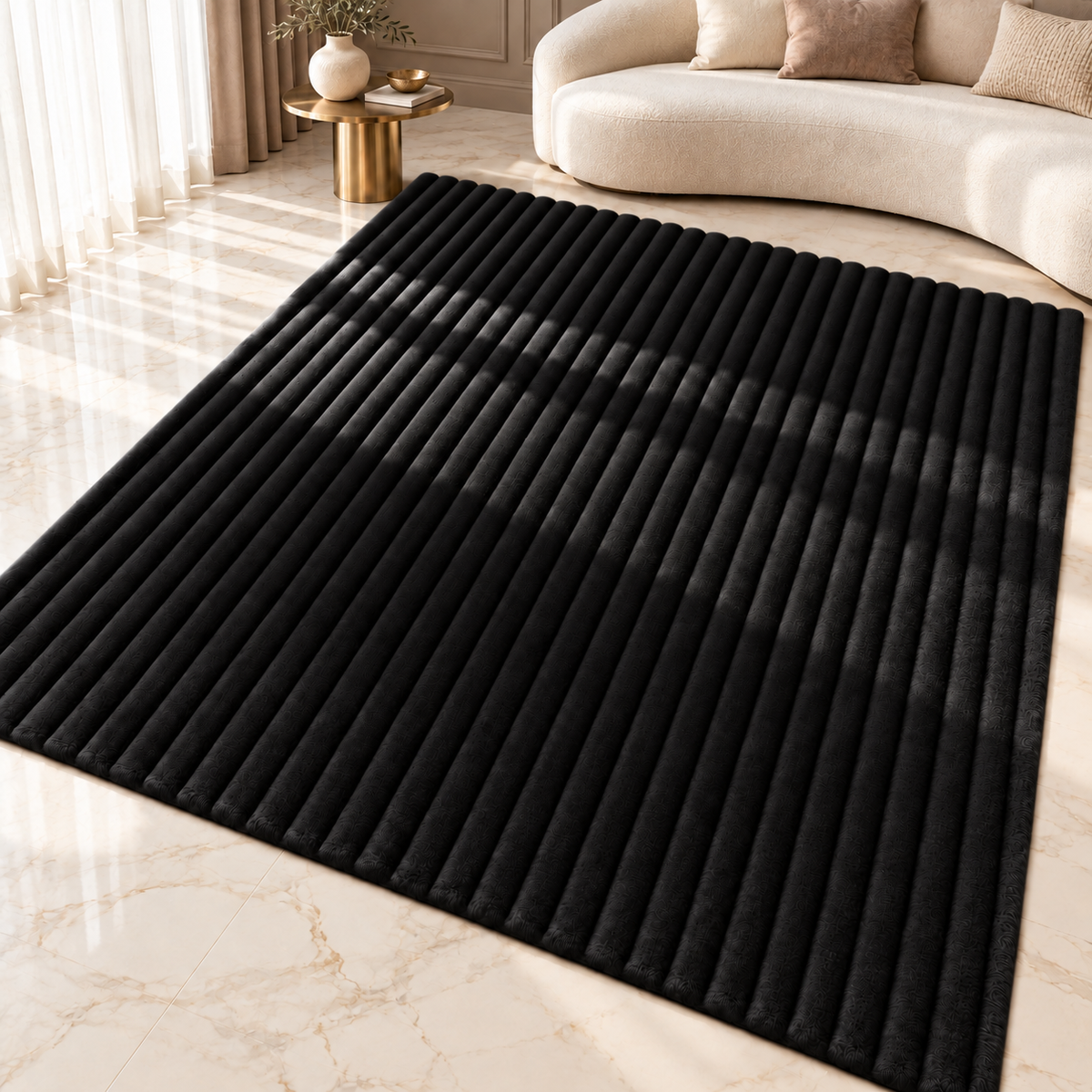 4BTEX Ribbed Stripe Rug – 6 Colours, 3 Sizes