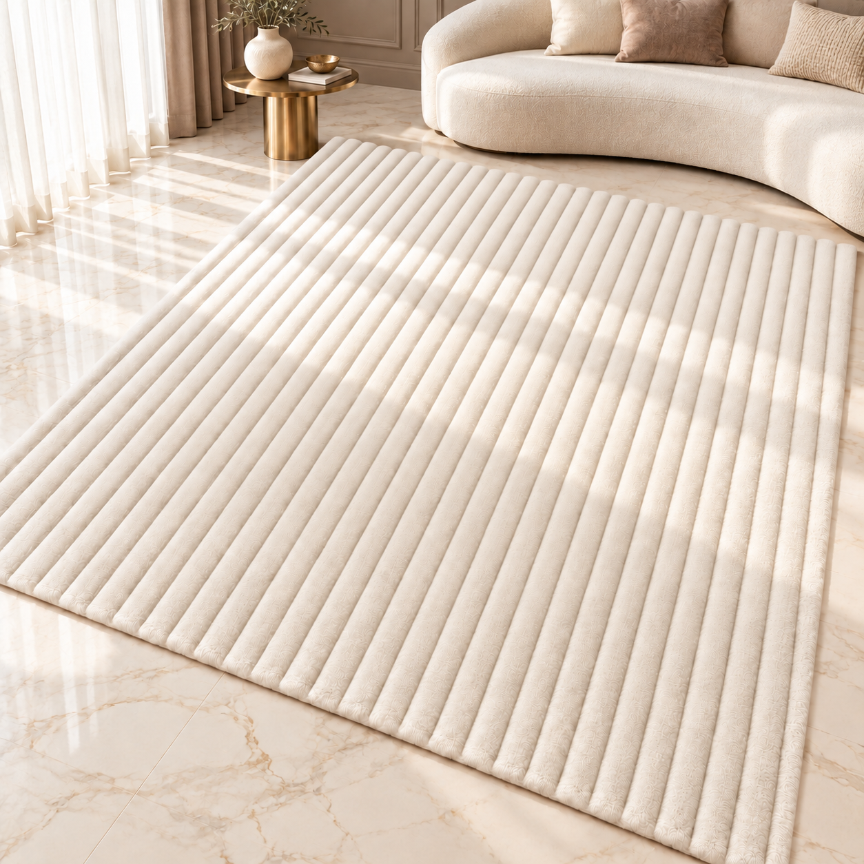 4BTEX Ribbed Stripe Rug – 6 Colours, 3 Sizes