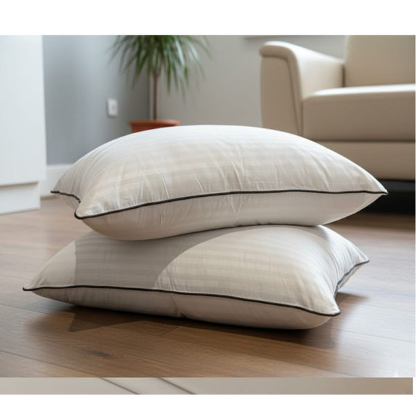 Pack of 2 White Stripe Pillow Pair with Black Piping – Perfect for Home Decor & Sleep